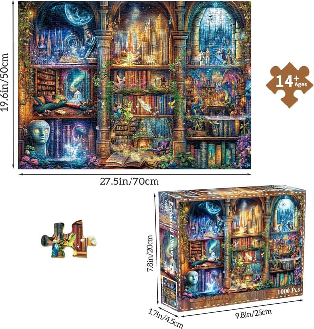 Detalle 2 de Enchanted Library 1000-piece jigsaw puzzle