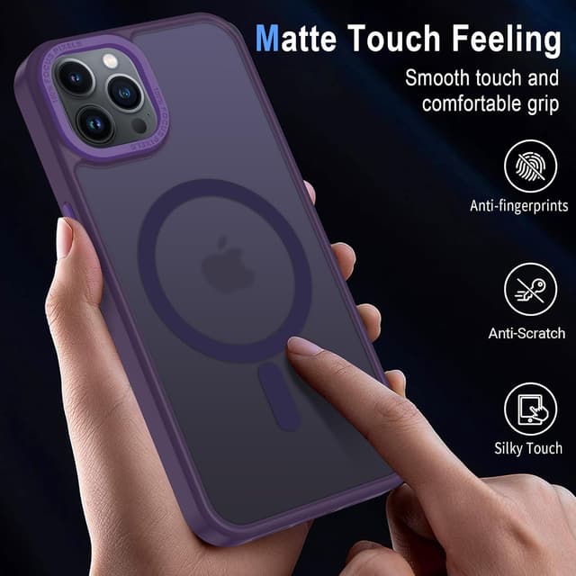 Detalle de Coque iPhone 14 Pro magnétique MagSafe XTCASE – translucide mat violet avec bumper antichoc
