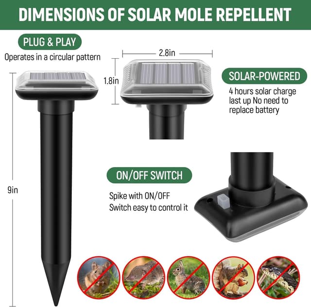 Detalle 2 de LEMENG ABS Ahuyentador de Topos Solar 4 Piezas