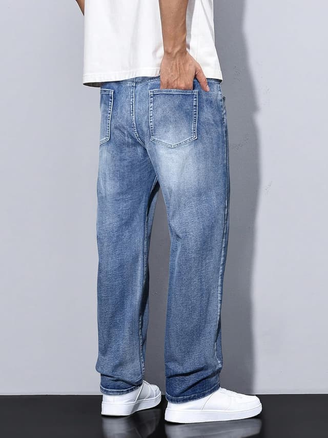 Detalle de JMIERR Herren Baggy Jeans aus Baumwolle mit Stretch – weite Loose-Fit Streetwear Hose