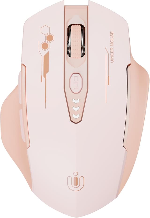 Detalle de Uineer Bluetooth Maus Tri-Mode (BT 5.0/4.0 + 2,4 GHz) mit sichtbarer Batteriestufe, 4 DPI, rosa