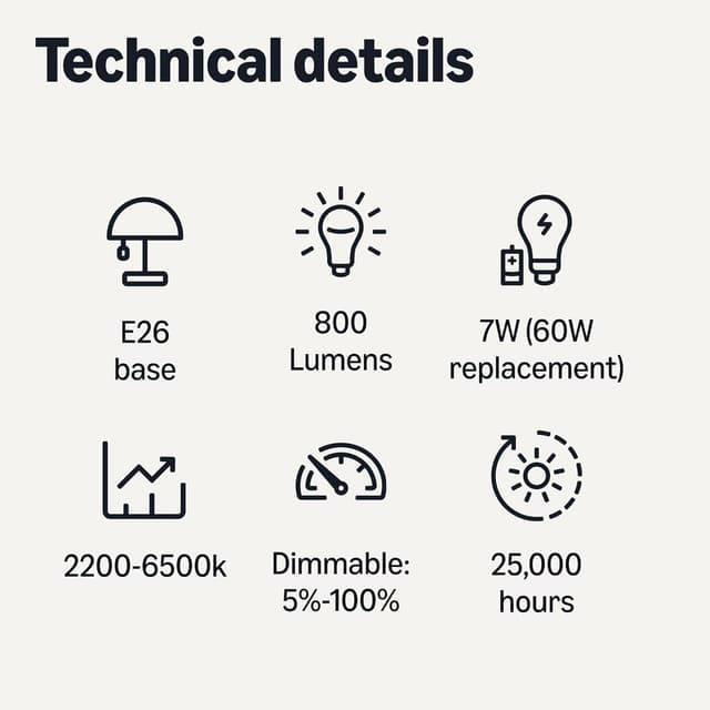 Thumbnail 5 de Amazon Basics A19 Smart Filament LED Bulb 4-pack
