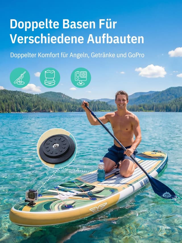 Detalle de niphean (Extra Groß) Stand Up Paddling Board für 2+1 Personen, SUP für Anfänger mit StabilTrac, wasserdichte Handyhülle