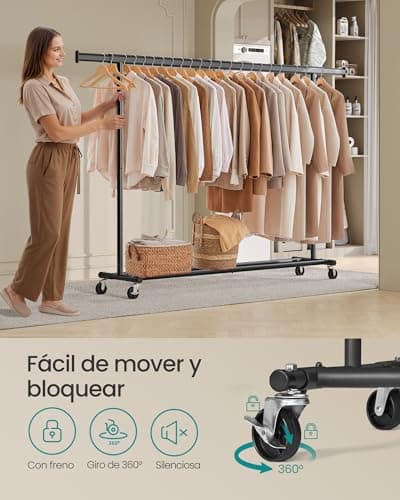 Detalle 2 de SONGMICS Burro Ropa con Ruedas extensible HSR175B01 (hasta 150 kg)