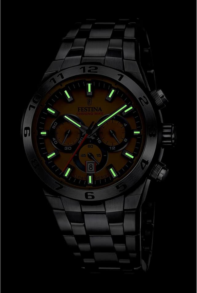 Detalle de Festina Herren Uhr Analog F20670/4 „Chrono Bike“ aus Edelstahl 316L – Quarz, Chronograph & Kalender