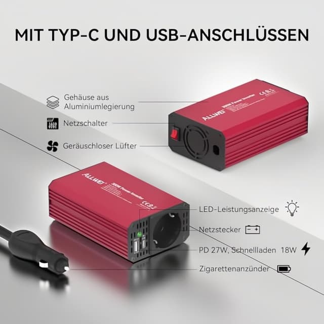 Thumbnail 2 de ALLWEI 300W Wechselrichter đ