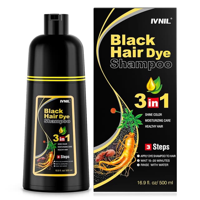 Detalle de Ivnil 3-in-1 Black Hair Dye Shampoo for Gray Coverage