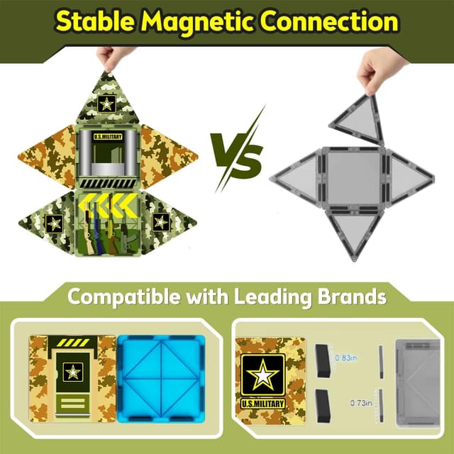 Detalle de GobiDex 100PCS Magnetic Military Tiles 100pcs