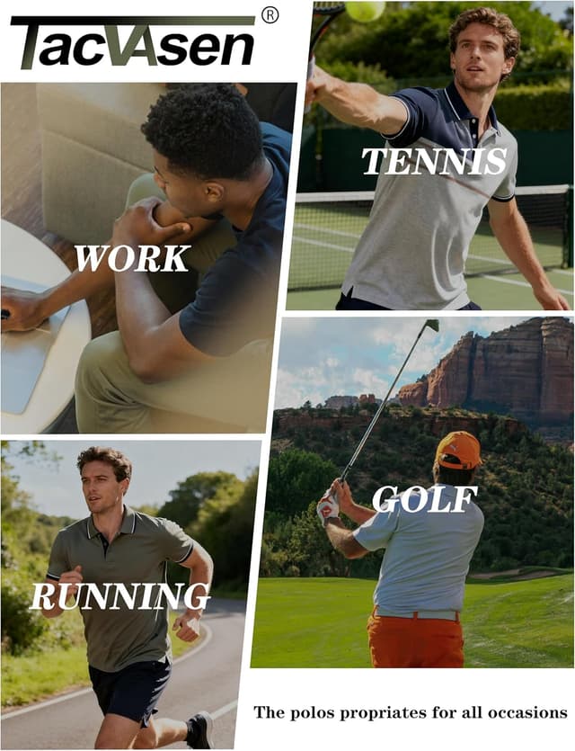 Detalle de TACVASEN men’s short sleeve polo shirt for golf, work and outdoor sports