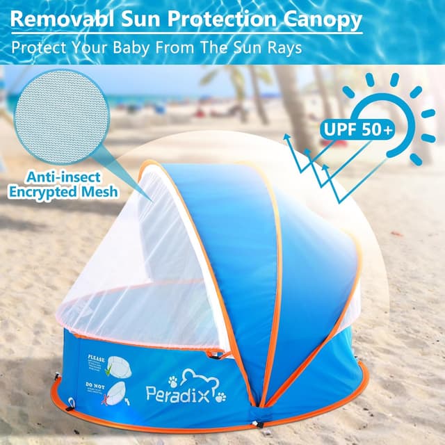 Detalle de Peradix Splash Pool 4-in-1 Baby Beach Tent with UV Canopy & Mosquito Net