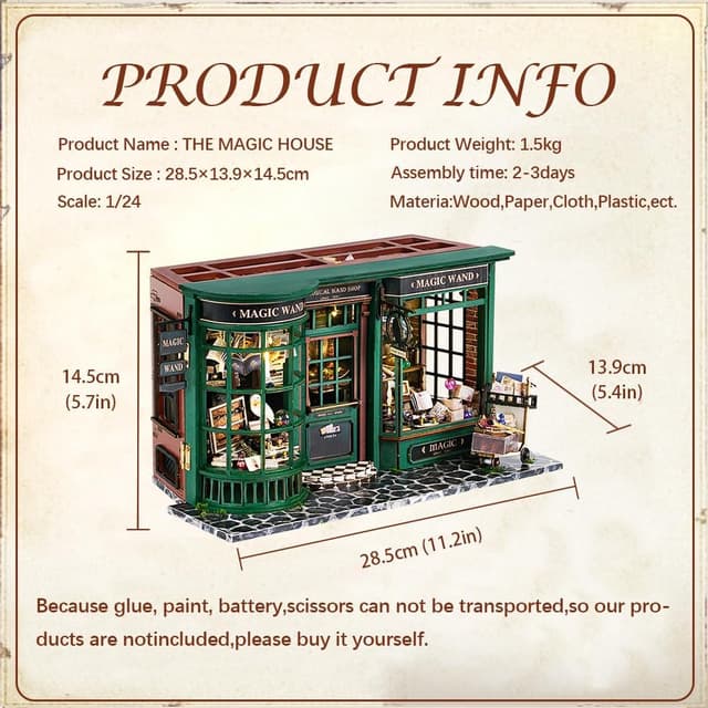 Detalle 2 de CUTEBEE DIY Miniature Dollhouse Kit (Magic House) — wooden miniature house model with LED