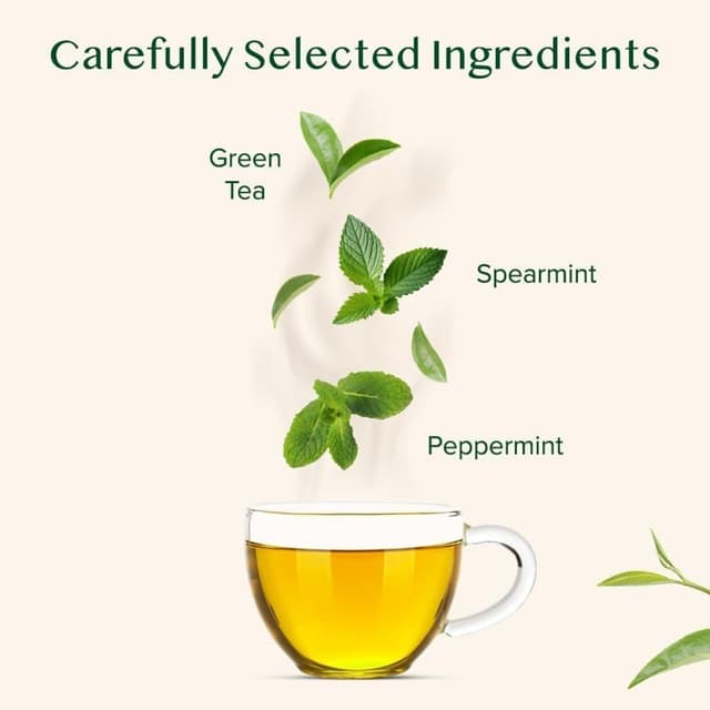 Detalle 2 de Vahdam Mint Melody Té Verde 🌿 30 Bolsitas, Natural, India