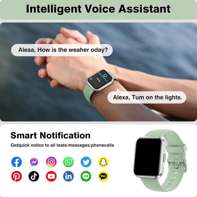 Detalle de aeac Smart Watch for Men & Women (1.8" HD Touch Screen) with Voice Calls, Alexa, Heart Rate, SpO2 & IP68