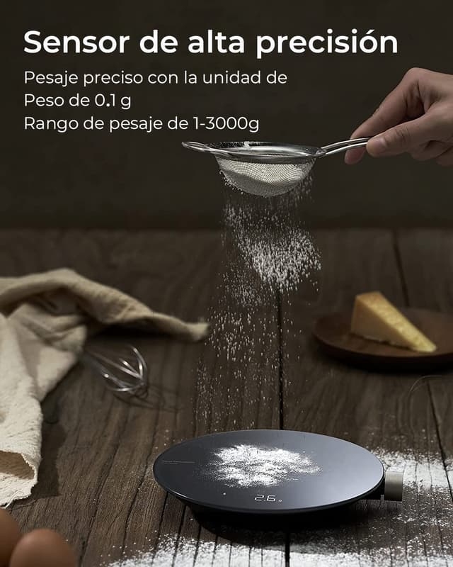 Detalle de HOTO Báscula Digital Inteligente para Cocina, Precisión 0,1 g🧪