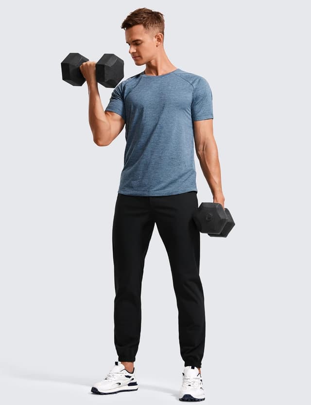 Detalle de Pantalon de jogging léger CRZ YOGA pour homme – séchage rapide, poches zippées, noir (S)