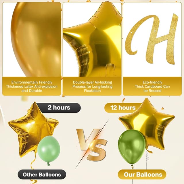 Detalle 2 de Kit déco ballons anniversaire 40 ans MIEWAA : bannière Happy Birthday + ballon chiffre 40 + étoiles foil et ballons latex