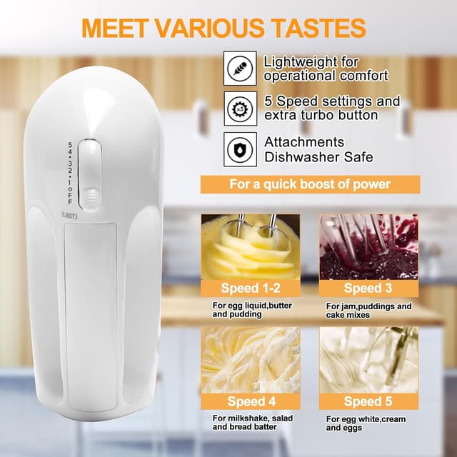 Thumbnail 4 de 5-Speed Electric Hand Mixer with 200W Motor