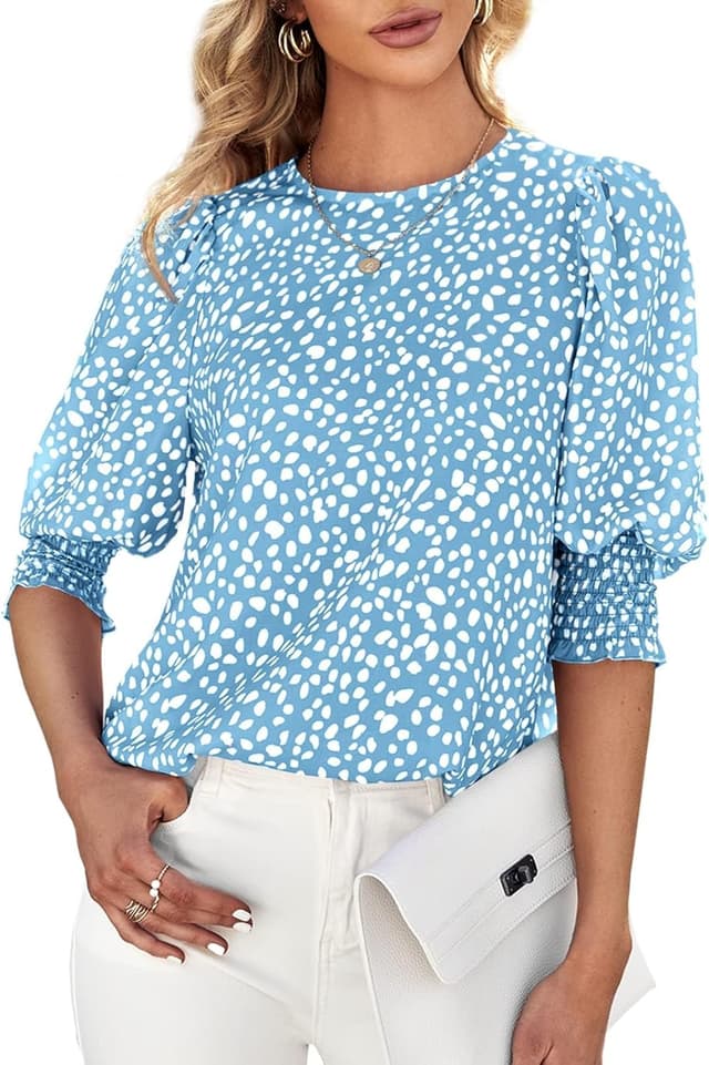 Thumbnail 6 de Cicy Bell Damen Bluse mit Polka-Dot-Muster und 3/4-Ärmeln (Rundhalsausschnitt)