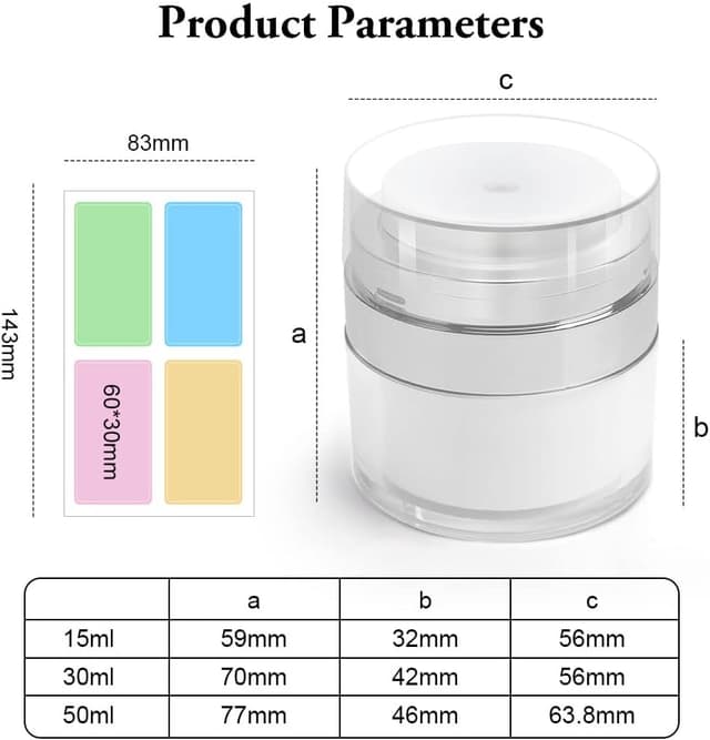 Detalle de HOTUT Airless Pumpspender (3er-Set) – nachfüllbare Vakuum-Kosmetikbehälter mit Deckel für Reise & Zuhause