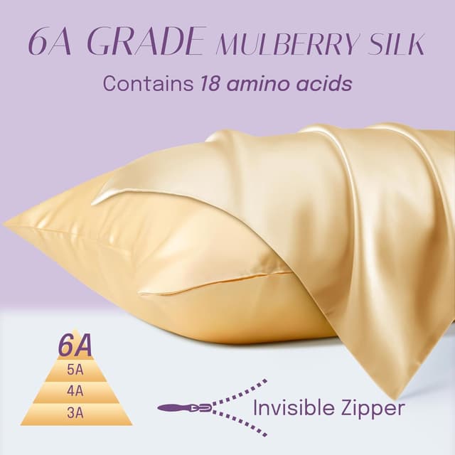 Detalle de OLESILK Seiden-Kissenbezug (16 Momme) 80x80 cm mit Reißverschluss – Haar- und Hautpflege