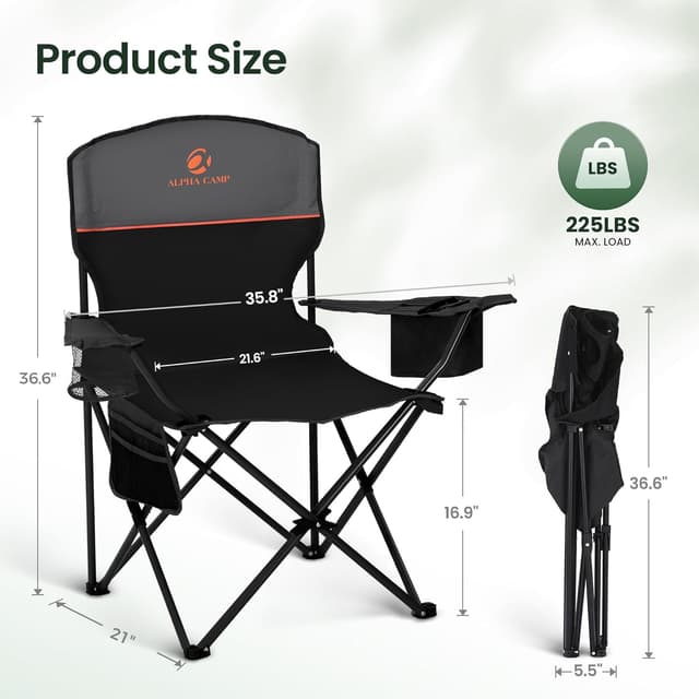 Detalle de Set of 2 folding camping chairs 120kg