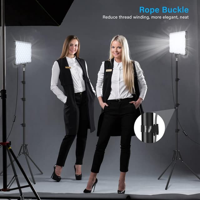 Thumbnail 5 de Obeamiu 2 Pack LED Video Lights 63" tripod