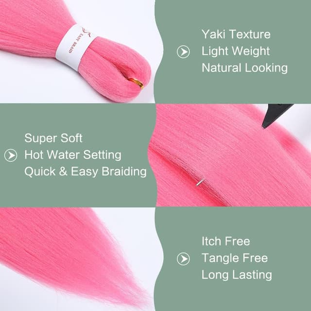 Detalle de Extension per trecce pre-tese YDDM Capelli per Treccine Africane, rosa (20 pollici, 3 pack) con accessori