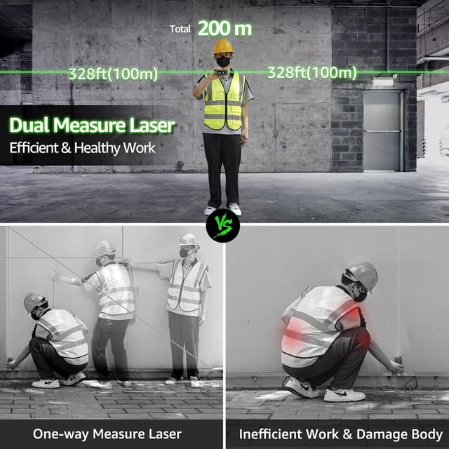 Thumbnail 2 de Huepar 200M Dual Laser Entfernungsmesser 200 m