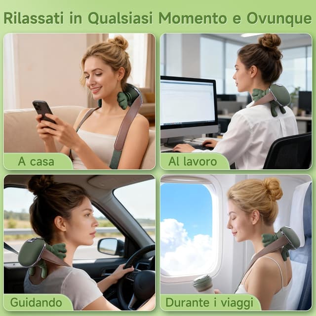 Thumbnail 6 de Massaggiatore Cervicale 4D a Mano Bionica per collo e schiena con calore rosso e 3 intensità (Verde)