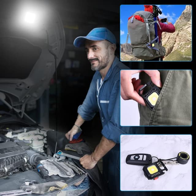 Detalle de URAQT Mini LED Arbeitsleuchte mit COB, 7 Modi, 800 Lumen und Magnetfuß (USB-C)