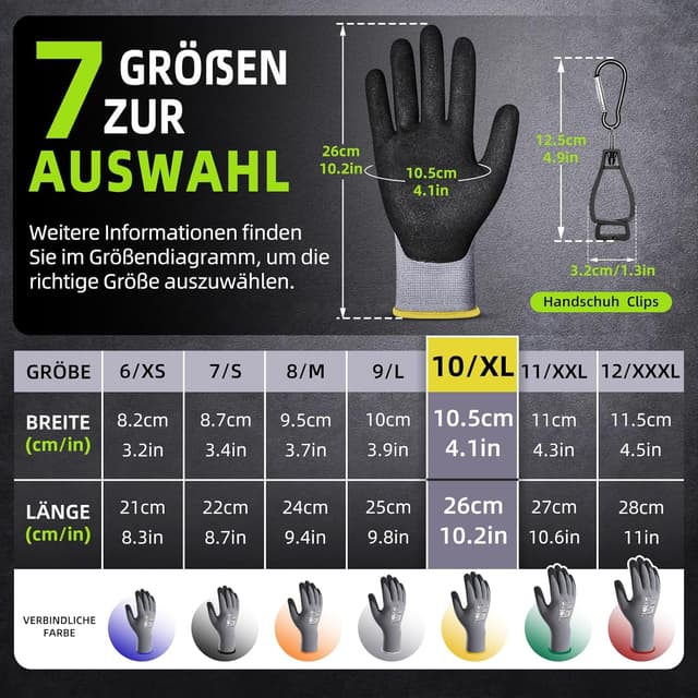 Thumbnail 5 de Nopaben 6Paar Arbeitshandschuhe Größe 10