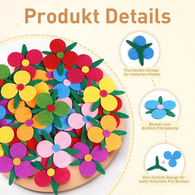 Detalle de Naler 120 Filzblumen für DIY Dekoration