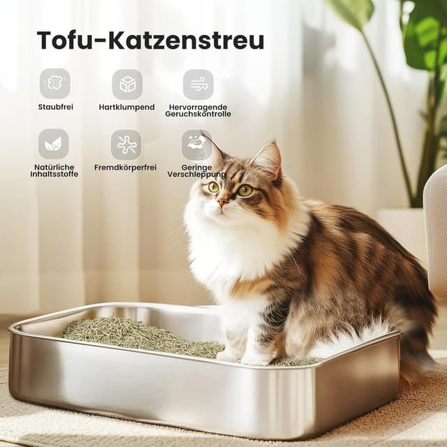 Detalle de Gardner Pet Natürliche Tofu-Katzenstreu mit Grüntee-Extrakt (16,2 kg, 2,7 kg x 6) – staubarm, schnell klumpend & spülbar