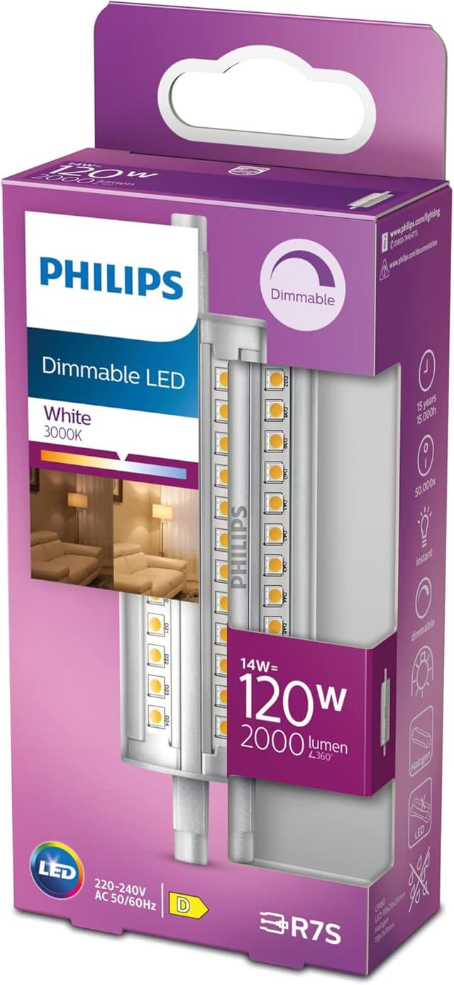 Detalle de Philips R7S 120W LED Lineal Regulable Luz Neutra