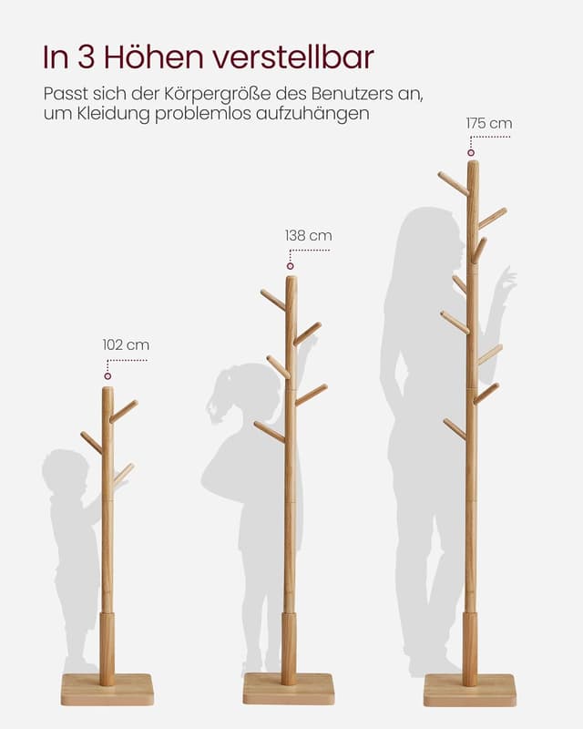 Thumbnail 6 de VASAGLE Garderobenständer RCR010N01 aus massivem Kautschukholz, Baumform mit 8 Haken