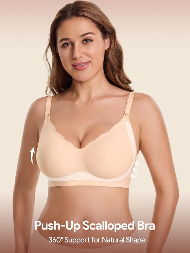 Detalle de HBselect Still-BH ohne Bügel mit Seidengefühl, nahtlos und mit BH-Verlängerung – Schlaf-BH für Schwangerschaft & Stillzeit