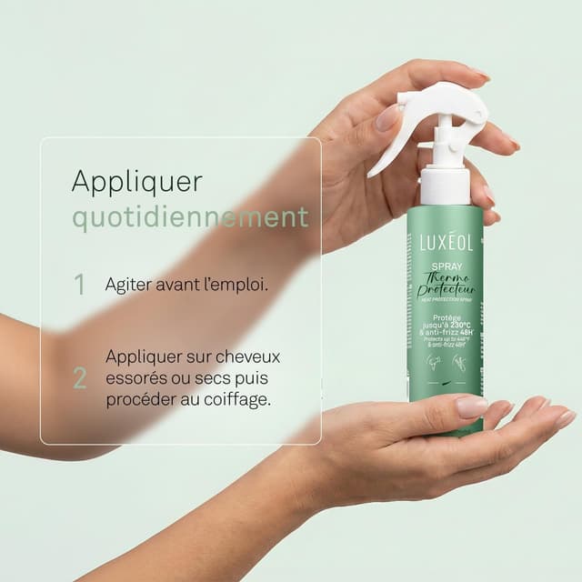 Detalle de LUXEOL Spray Thermoprotecteur 230°C anti-frisottis jusqu’à 48 h – 150 ml