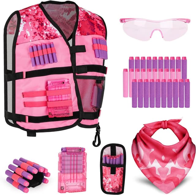 Thumbnail 6 de Lehoo Castle Nerf Vest Kit 2 Pack for Kids (with darts, masks and reload clips)