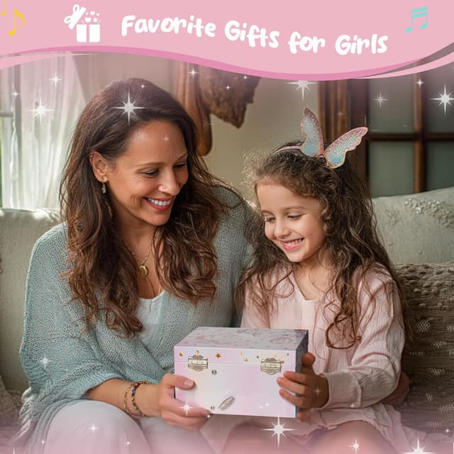 Detalle de ProCase Kinder Musik Box Schmuckkästchen mit Spieluhr Einhorn (mit Schmuckset)