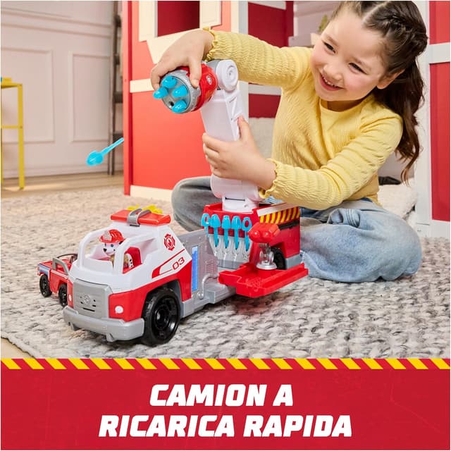 Detalle de Paw Patrol Fire Rescue: Camion dei Pompieri a caricamento rapido con Marshall, luci e suoni (3+ anni)