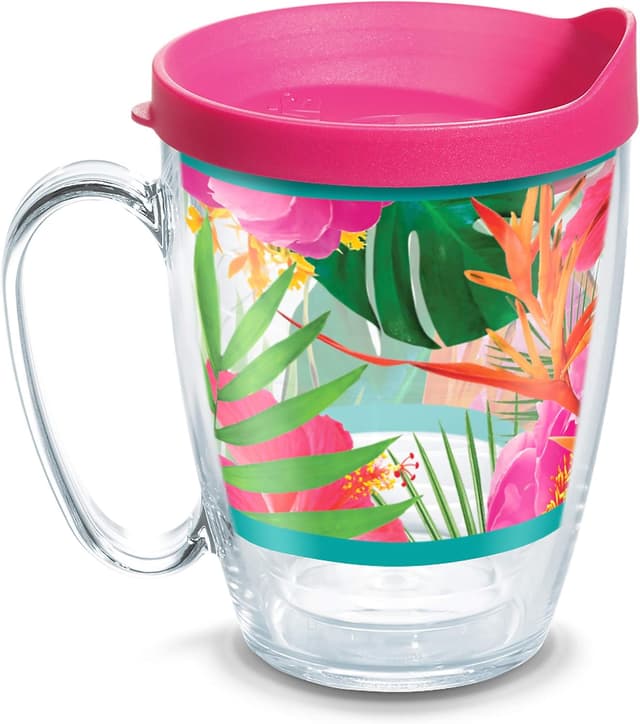 Detalle de Tervis Tropical Hibiscus Photo Double-Walled Insulated Travel Tumbler Mug (16oz, Clear)