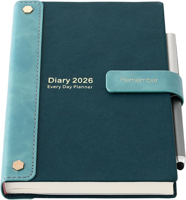 Detalle de Mljtoyo Academic Diary 2026 (A5) – Day-Per-Page Hardcover Organiser, Jan–Dec 2026