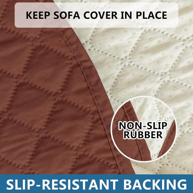 Detalle de Ystyle Copridivano trapuntato natalizio estivo impermeabile per divano 2 posti con braccioli (caffè)