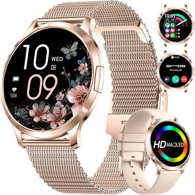 Detalle de HIRREO Smartwatch da donna sottile 7,9 mm con display 1,32” AMOLED, chiamate Bluetooth e monitoraggio salute