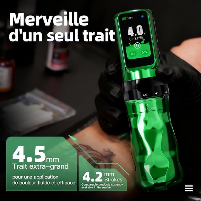 Detalle de Dragonhawk Machine à Tatouer Stylo Fold Pro « Year of the Horse Edition » sans fil (moteur Mcore-C4, 2,5 à 4,5 mm, 7 courses réglables)