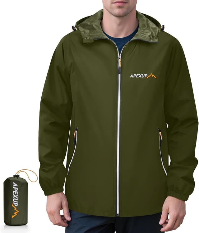 Thumbnail 6 de APEXUP Packable Men’s Rain Jacket with Reflective Zipper — Lightweight Waterproof & Windproof