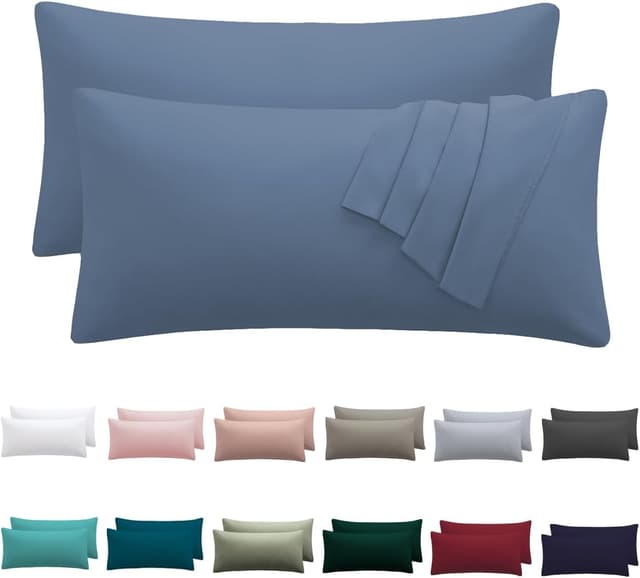 Detalle de Nesture Kissenbezug 40 x 80 cm (2er-Set) in Blau – 100% Mikrofaser mit Reißverschluss