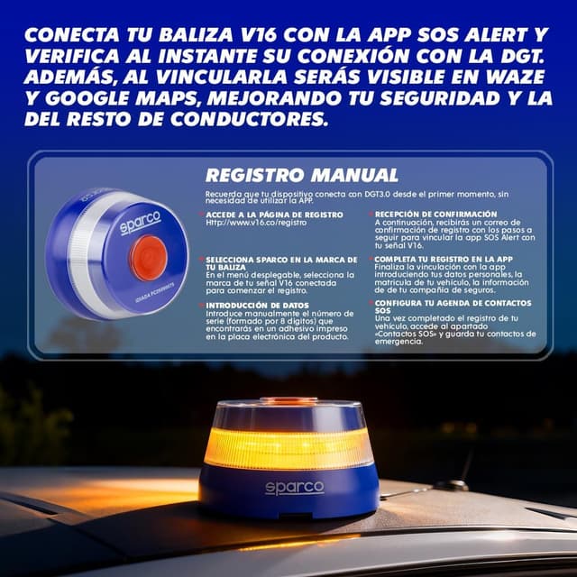 Detalle 2 de Sparco Luz Emergencia V16 DGT 3.0