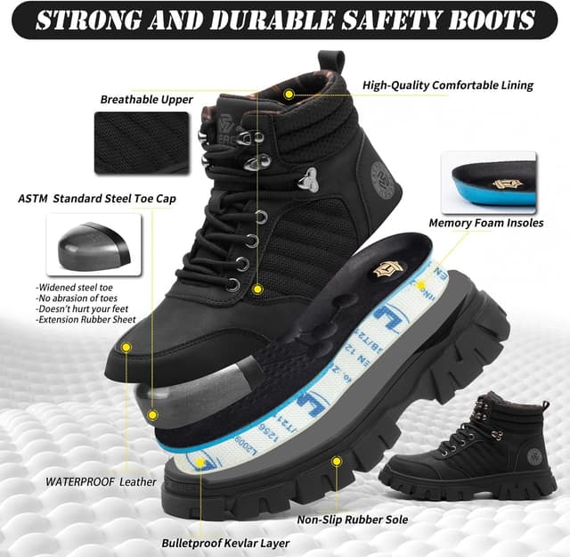 Thumbnail 2 de KELODON 6 Inch Waterproof Steel Toe Work Boots