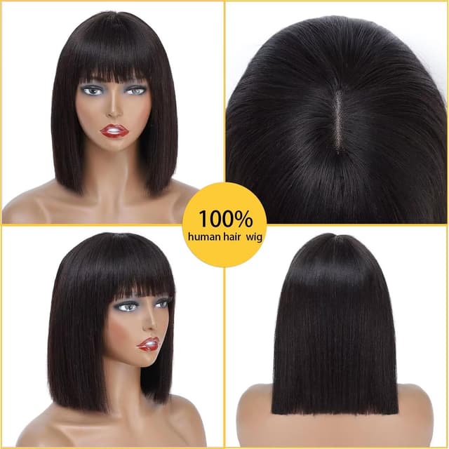 Detalle de UNILO peluca Bob de pelo natural 12 pulgadas